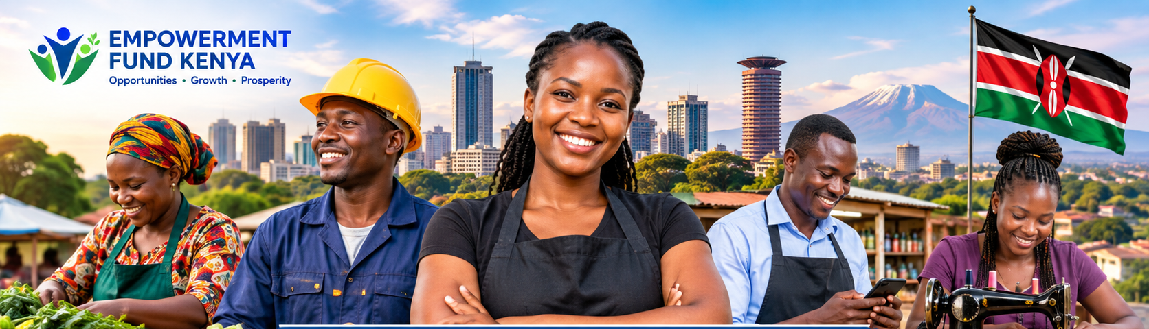 Kenyan entrepreneurs and workers representing business growth and opportunity